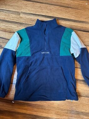 Zaful Navy, green and white New York Fleece Pullover